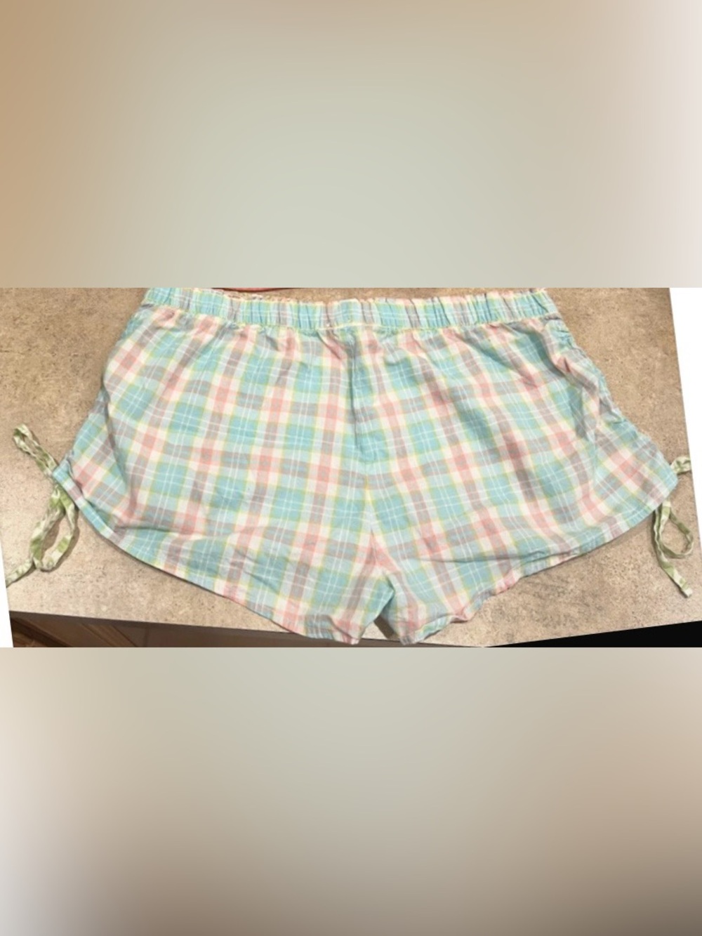 Old Navy Size M Women’s Plaid Cotton Lounge Shorts - Pastel Multi - Side Ties
